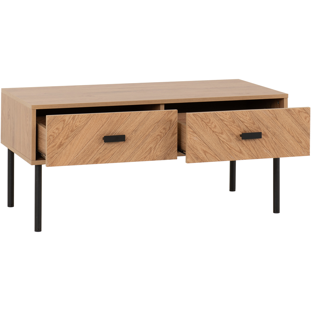 Seconique Leon 2 Drawer Medium Oak Effect Coffee Table Image 3