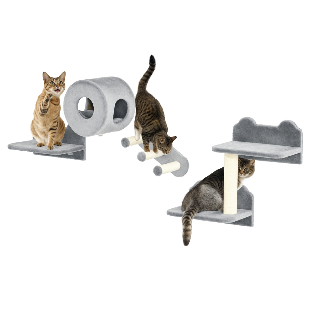 PawHut Grey Cat Wall Furniture Cat House Image 3