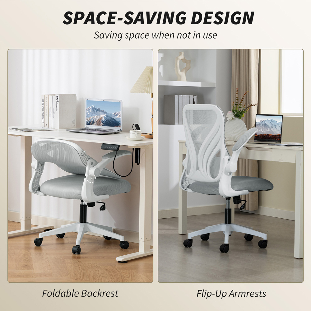 Portland Grey Mesh Height Adjustable Foldable Swivel Office Chair Image 6