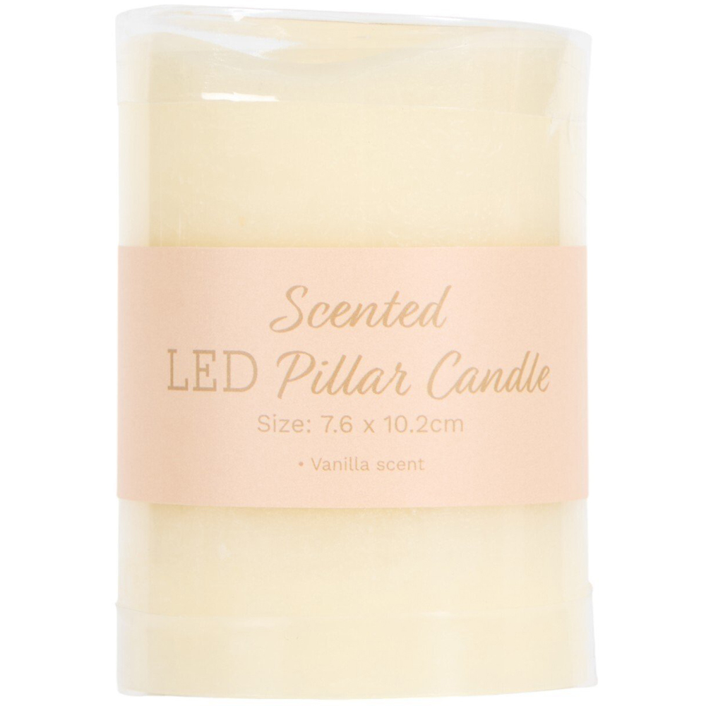 Vanilla Scented LED Pillar Candle - Neutral Image 1