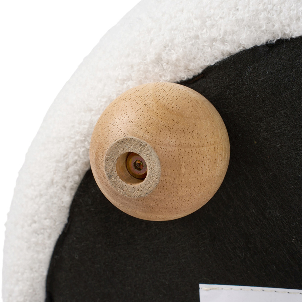 Living and Home Beige Teddy Fleece Round Footstool Image 6