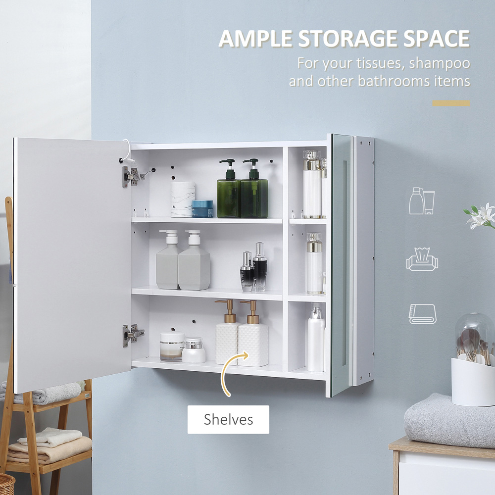 Kleankin White Illuminated Bathroom Cabinet Image 5