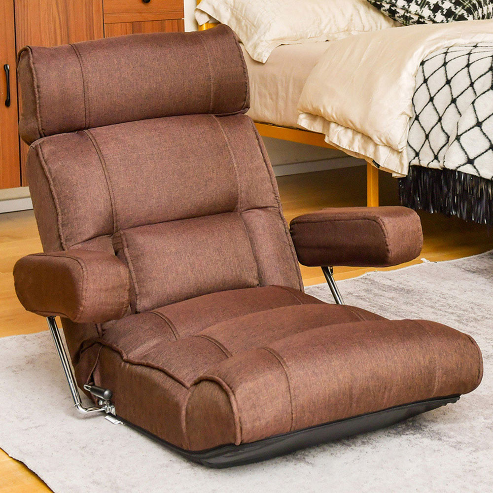 Costway Brown Adjustable Sofa Lounge Chair Image 1