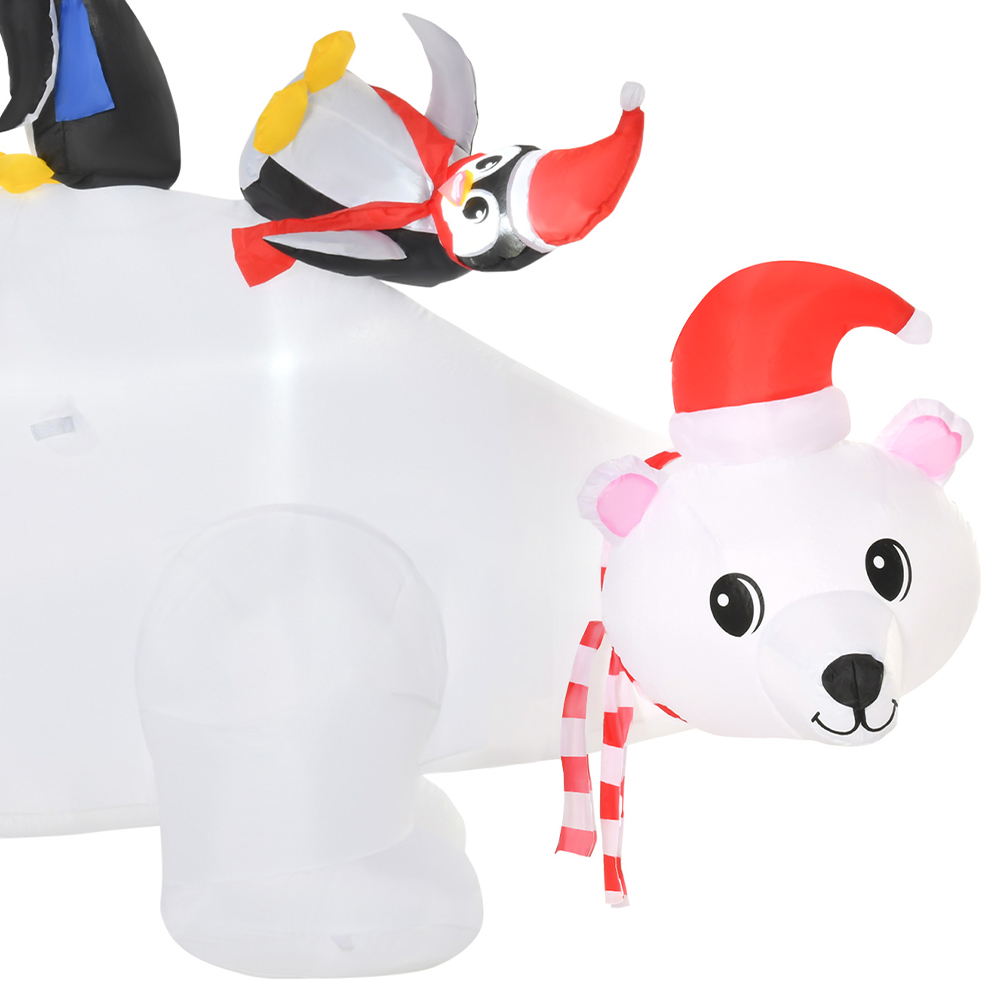 Everglow LED Inflatable Christmas Polar Bear with Penguins Decoration 4.9ft Image 3