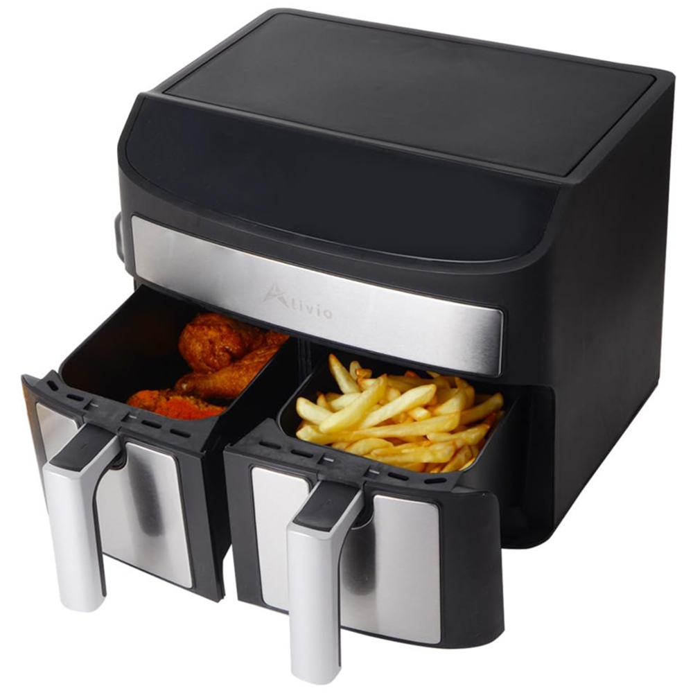 Alivio 9L-AIRFRYER Black and Silver Dual Basket 9L Air Fryer 1700W Image 3