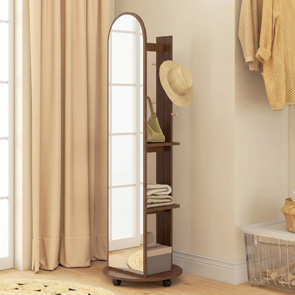 HOMCOM 2-in-1 Brown Full Length Mirror with Wheels Image 3