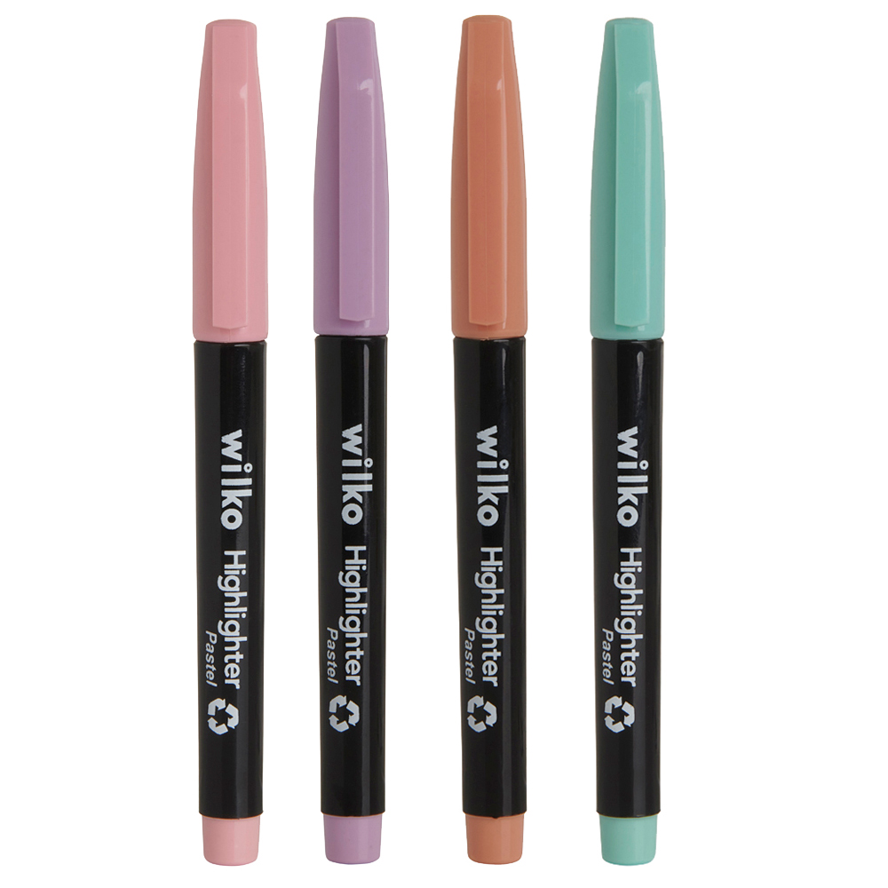 Wilko Slim Pastel Highlighters 4 Pack Wilko