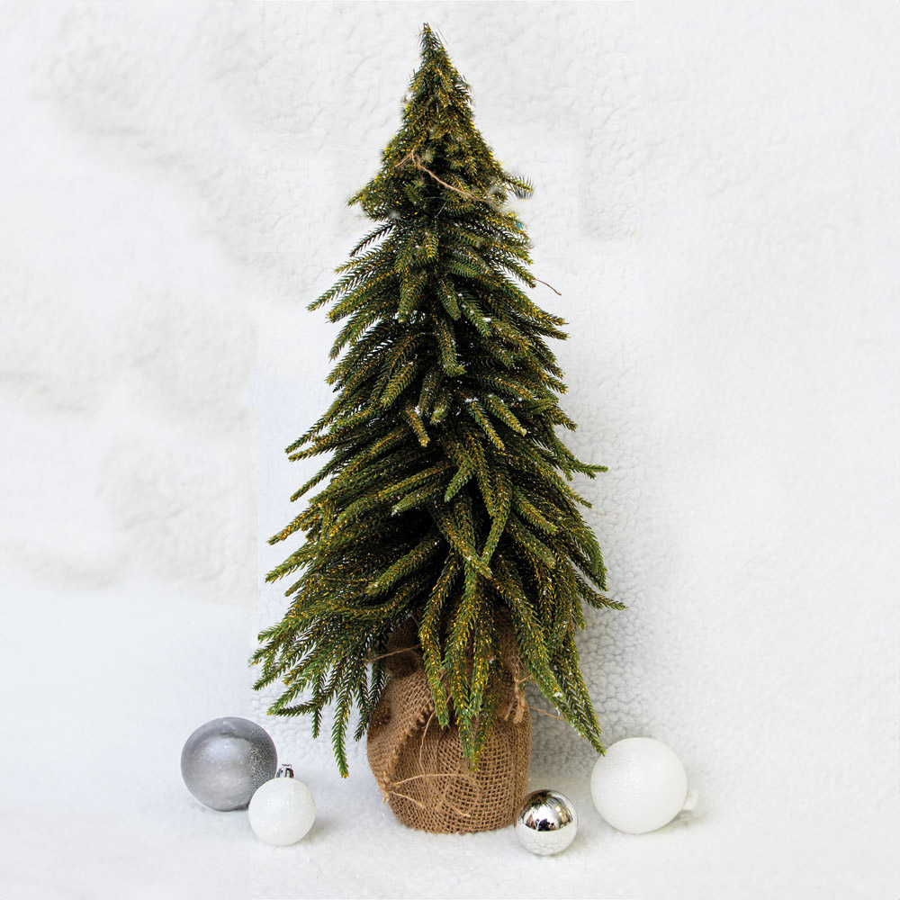 St Helens 52cm Green Gold Finish Mini Christmas Tree Image 4