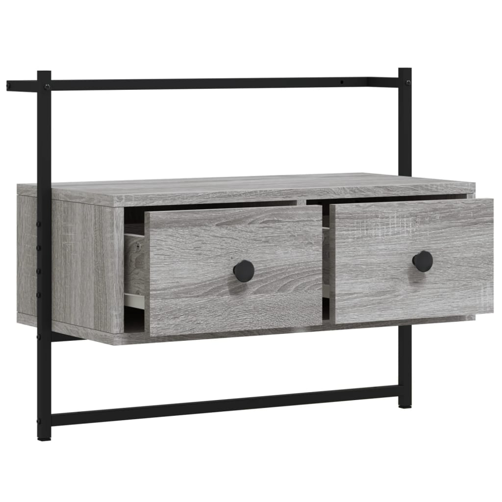 vidaXL 2 Drawer Grey Sonoma Wall Mounted TV Cabinet Image 3
