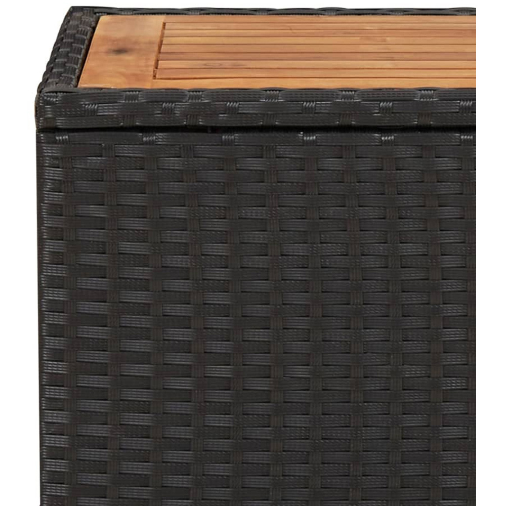 vidaXL Black Polyrattan and Solid Acacia Wood Tea Table Image 5
