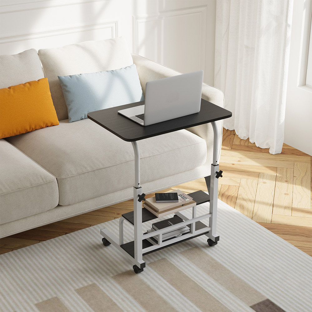 Living and Home 2 Shelf White Adjustable Overbed Table Image 7