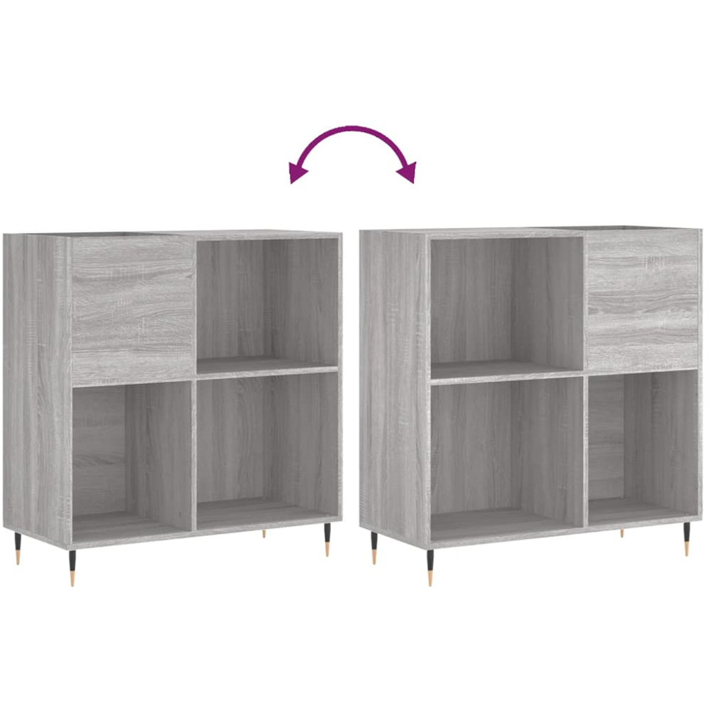 vidaXL 3 Shelf Sonoma Grey Record Cabinet Image 7