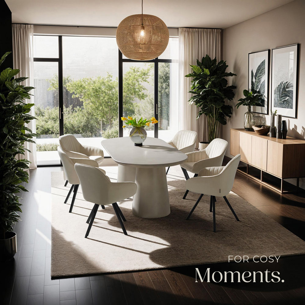 tectake Set of 6 Cream Velvet Lounge Armchair Image 8