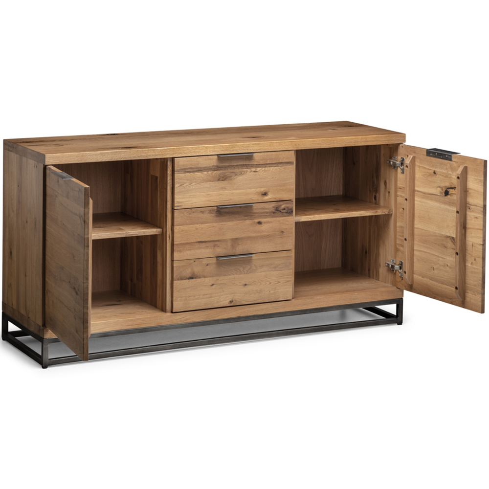 Julian Bowen Brooklyn 2 Door 3 Drawer Oak Sideboard Image 4