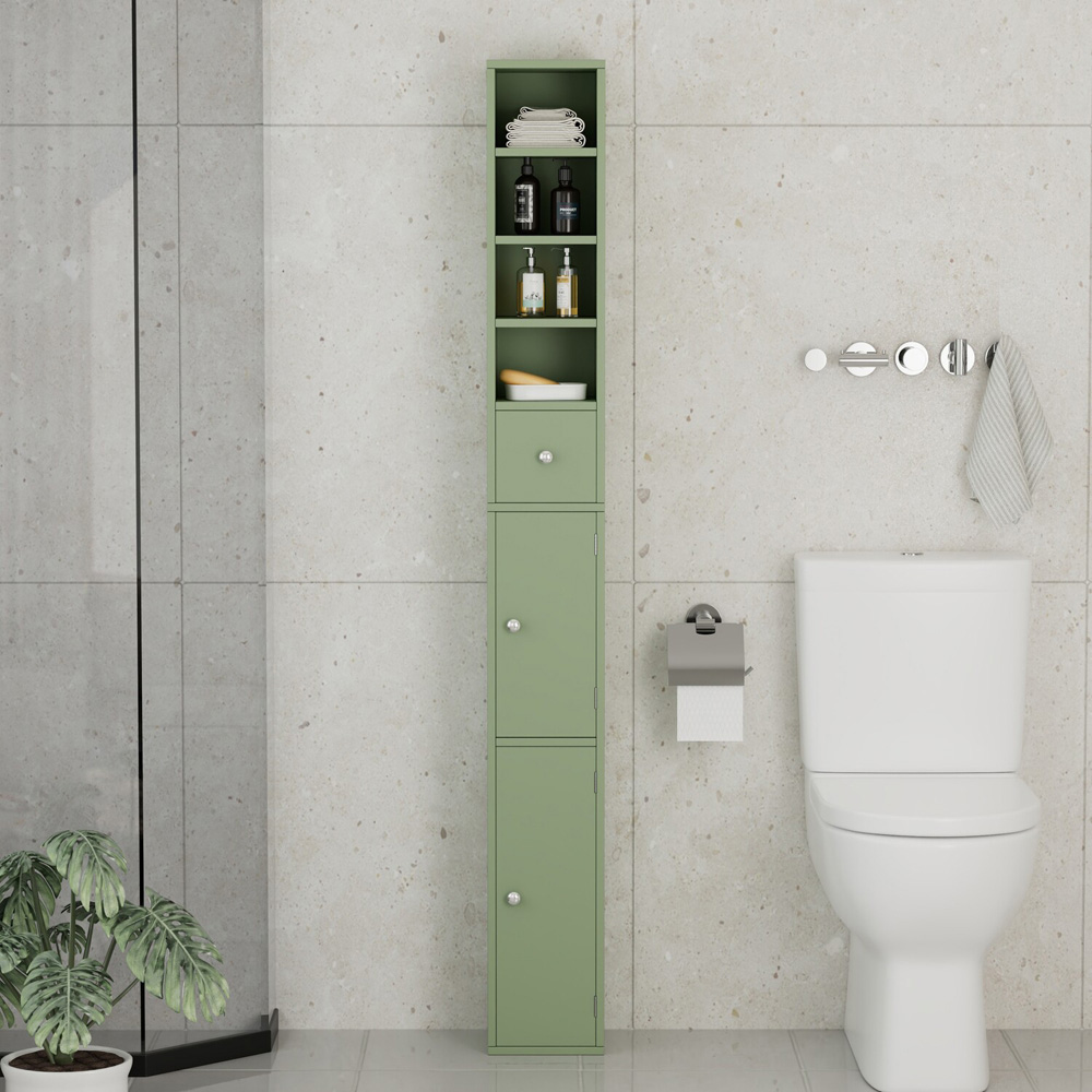 Mayfair Tall Bathroom Storage Cabinet Sage Image 2