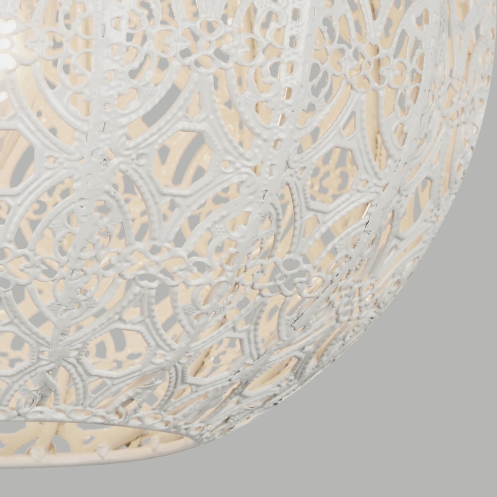 Lighting Collection Cream Fretwork Pattern Globe Shade Image 4