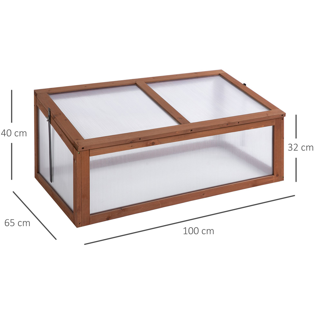 Outsunny Brown Wooden Polycarbonate Cold Frame with Top Cover Image 8