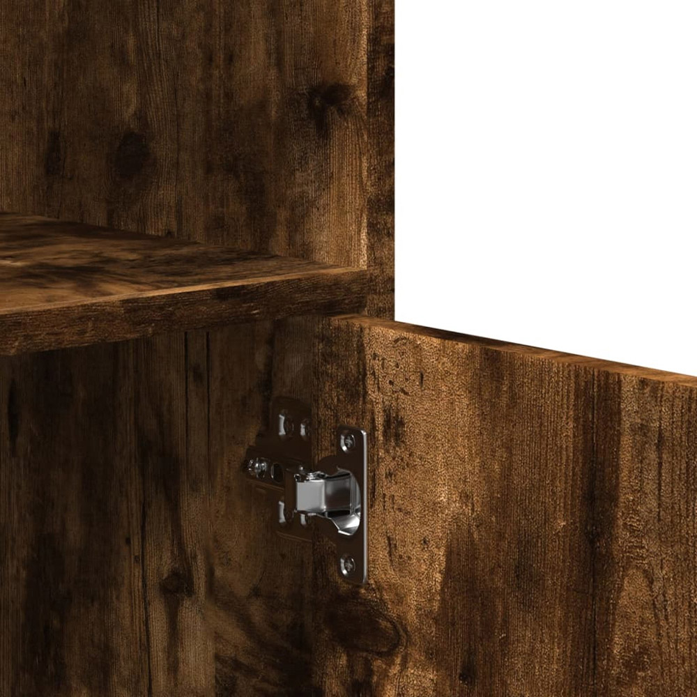 vidaXL 2 Door Single Open Shelf Smoked Oak Rolling Storage Cabinet Image 8