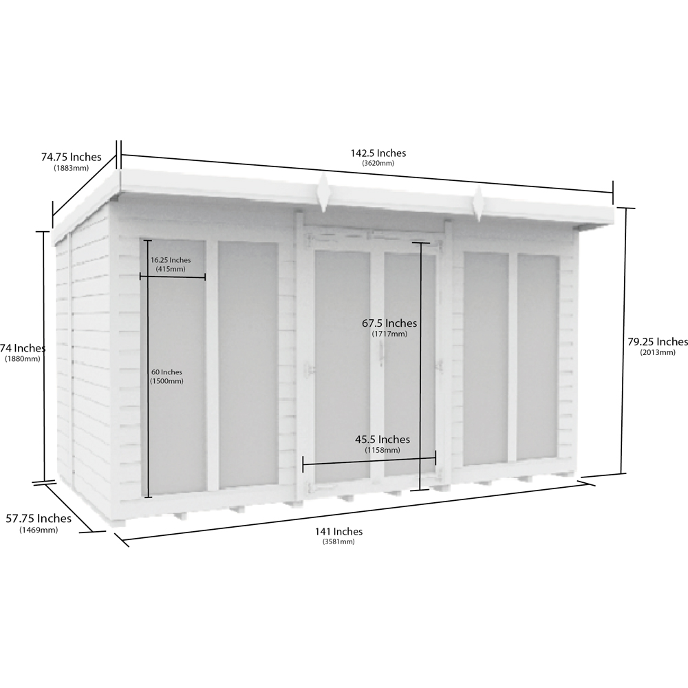DIY Sheds 12 x 5ft Tongue and Groove Timber Pent Summerhouse Image 7