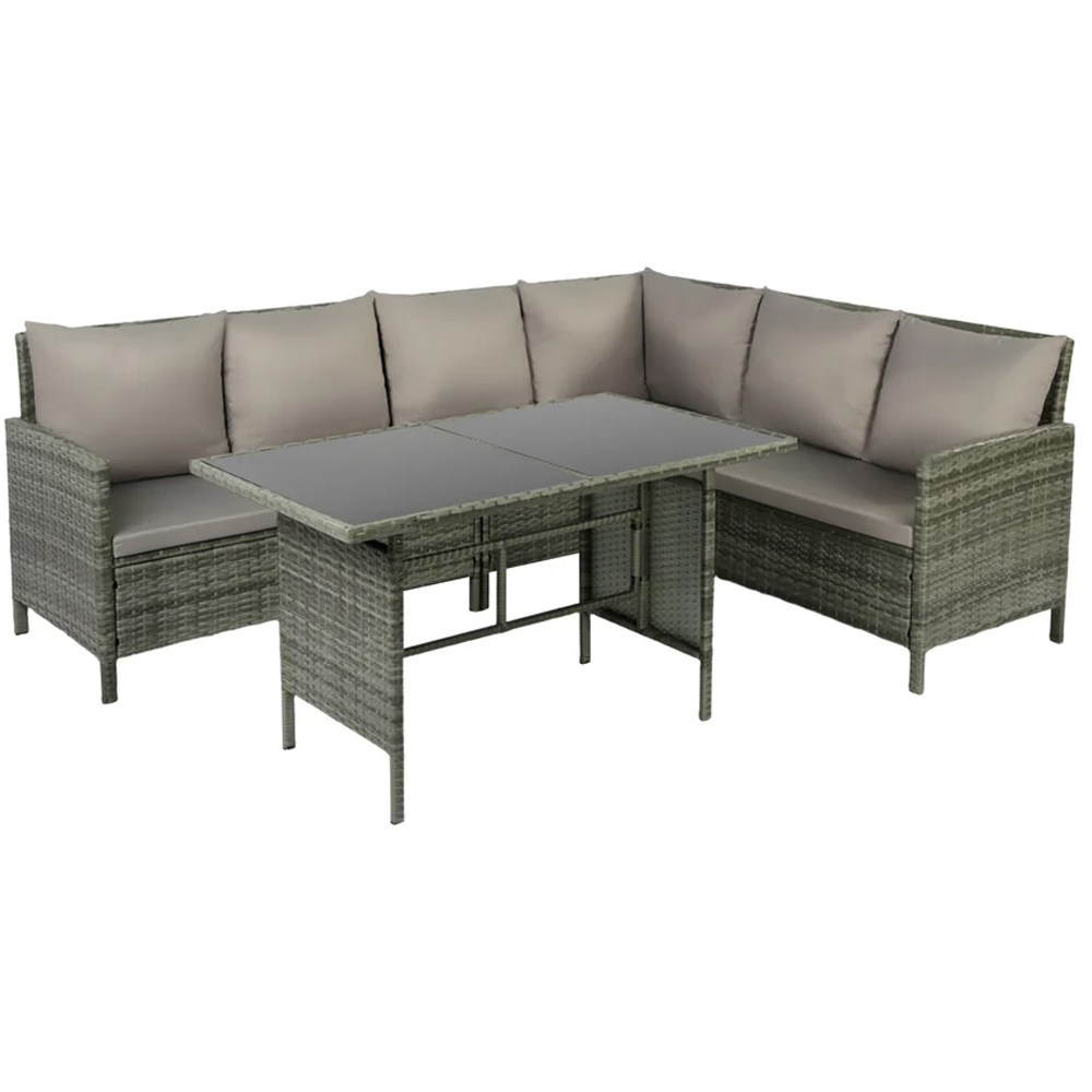 HGD Alia 6 Seater Grey Rattan Garden Corner Dining Sofa Set with Glass Table Image 2