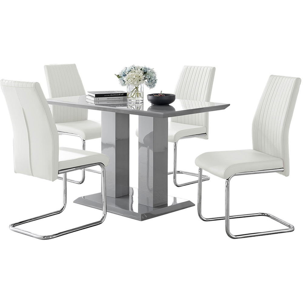 Furniturebox Molini Fontana 4 Seater Dining Set Grey Gloss White and Chrome Image 2