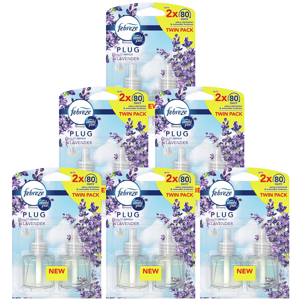 Febreze Lavender Plug In Air Freshener Twin Refill Case of 6 x 20ml Image 1
