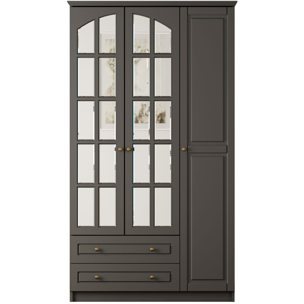 Evu MAISON 3 Door 2 Drawer Anthracite XL Mirrored Wardrobe Image 2