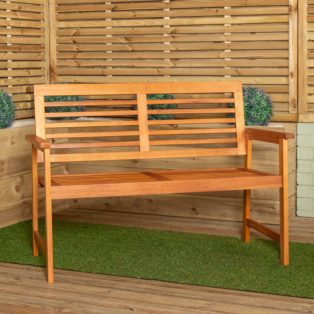 Samuel Alexander 4 Seater Wooden Rectangular Dining Bench Set with Beige Havana Parasol and Base Image 7