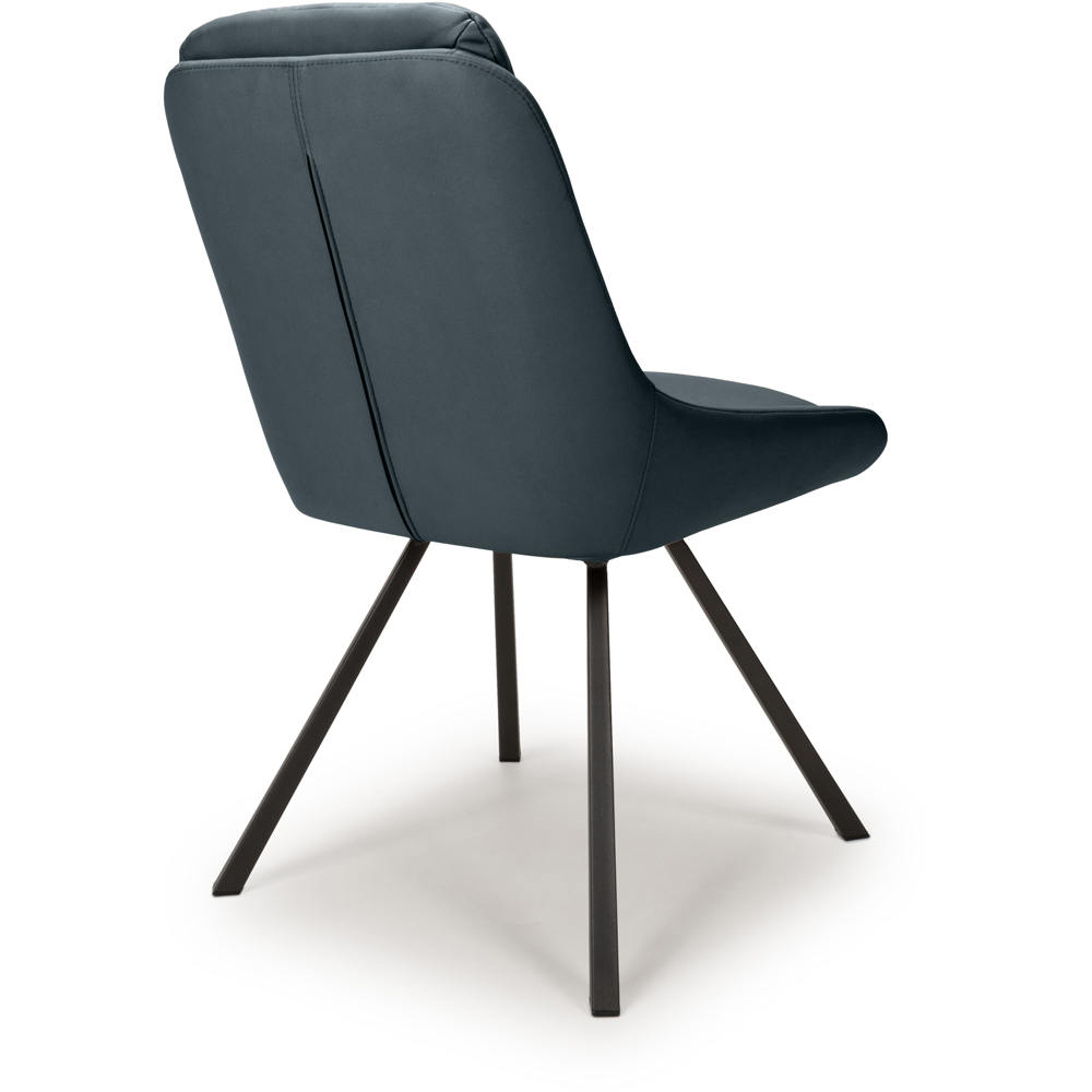 Arnhem Set of 2 Midnight Blue Swivel Leather Effect Dining Chair Image 4