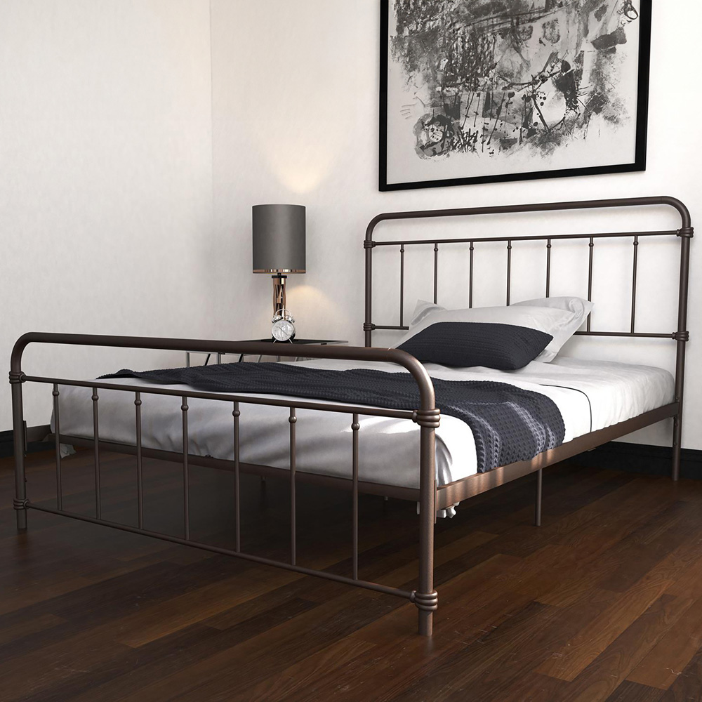 Dorel Wallace Double Bronze Metal Bed Frame with Headboard Image 1