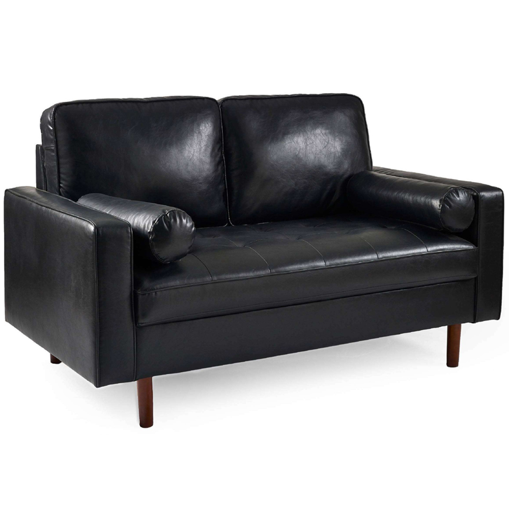 Julian Bowen Henley 2 Seater Black Faux Leather Sofa Image 2