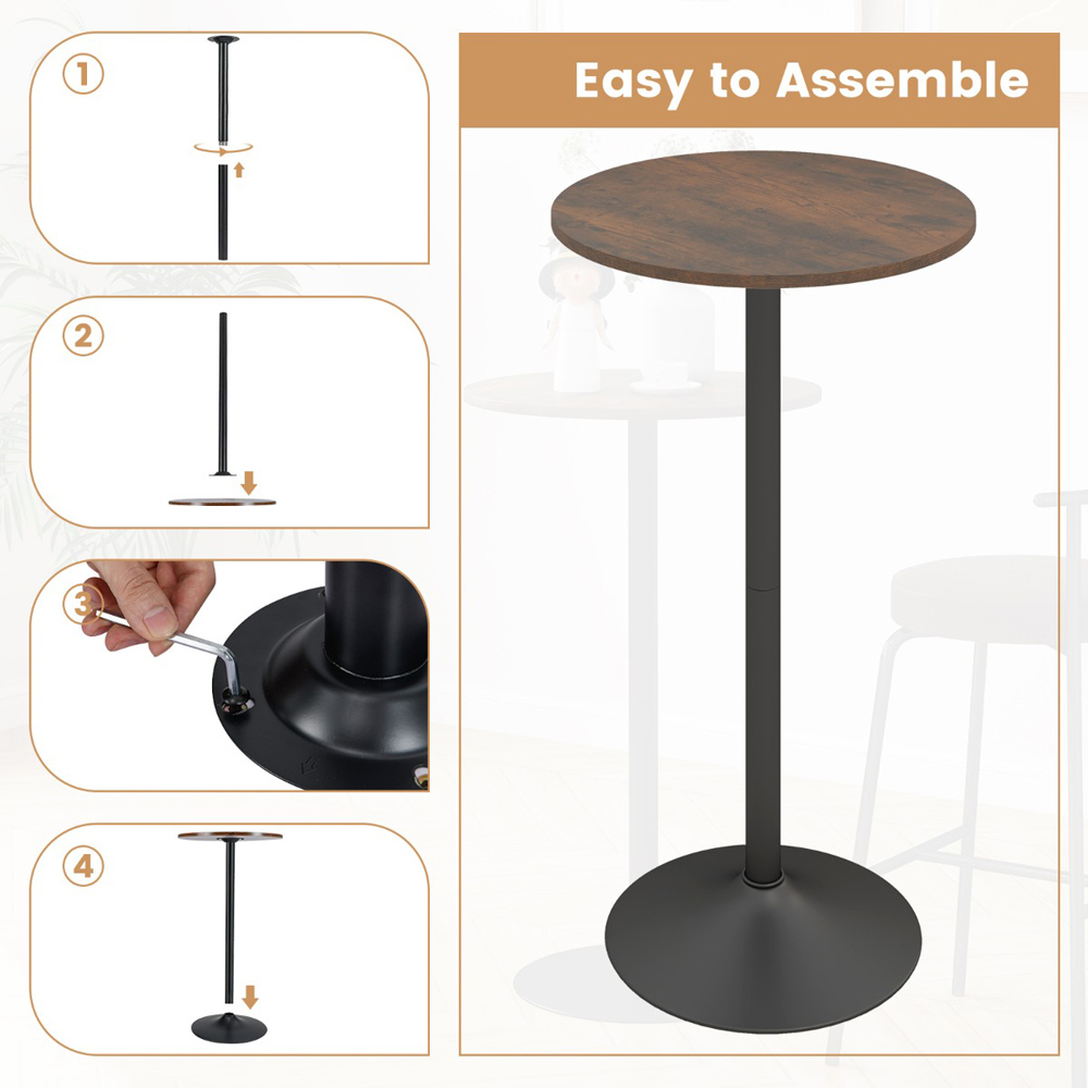 Costway Round Top Pub and Bar Table Rustic Brown Image 6