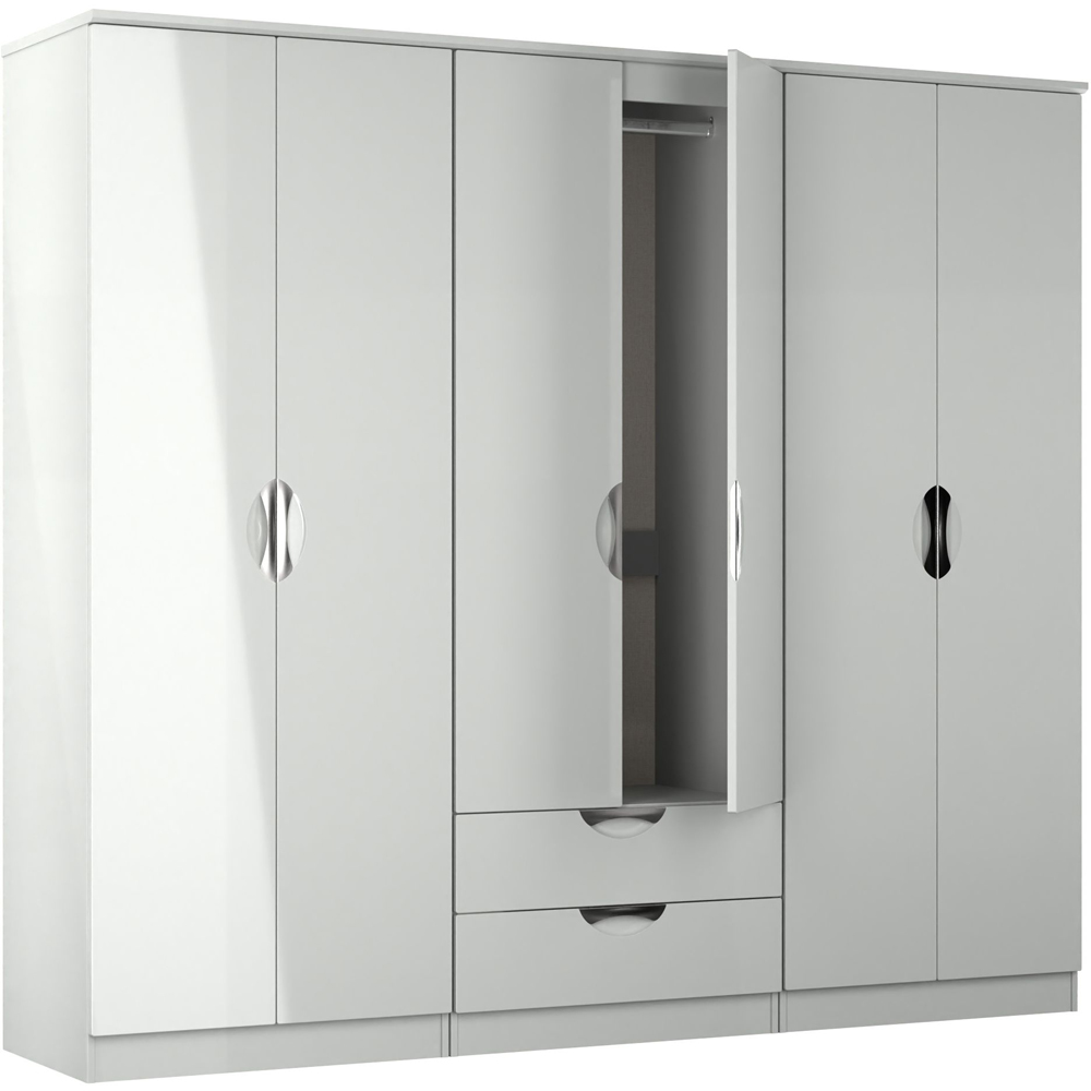 Crowndale Camden 6 Door 2 Drawer Grey Gloss and Dusk Grey Wardrobe Ready Assembled Image 5