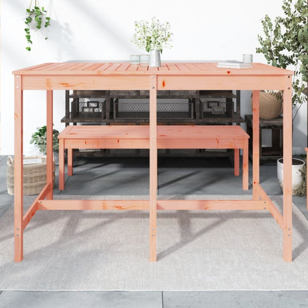 vidaXL 6 Seater Solid Douglas Wood Slatted Garden Dining Table Natural Image 1