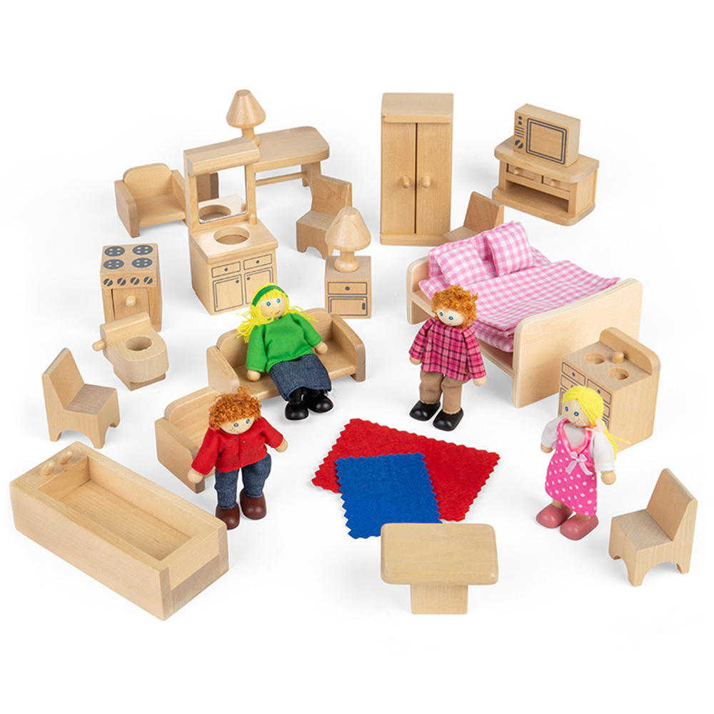 Bigjigs Toys Doll Family and Furniture Multicolour Image 2