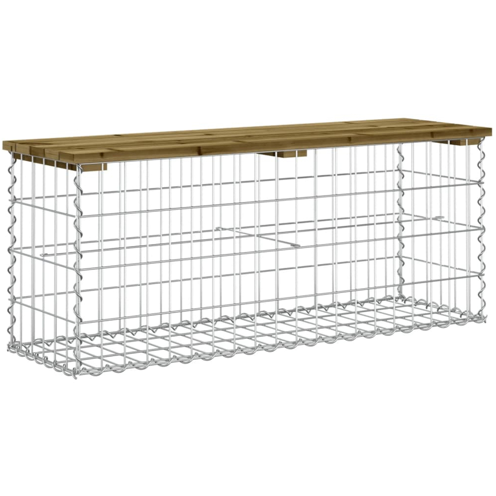 vidaXL Brown Solid Impregnated Pine Wood Gabion Design Garden Bench 103 x 31.5 x 42cm Image 4