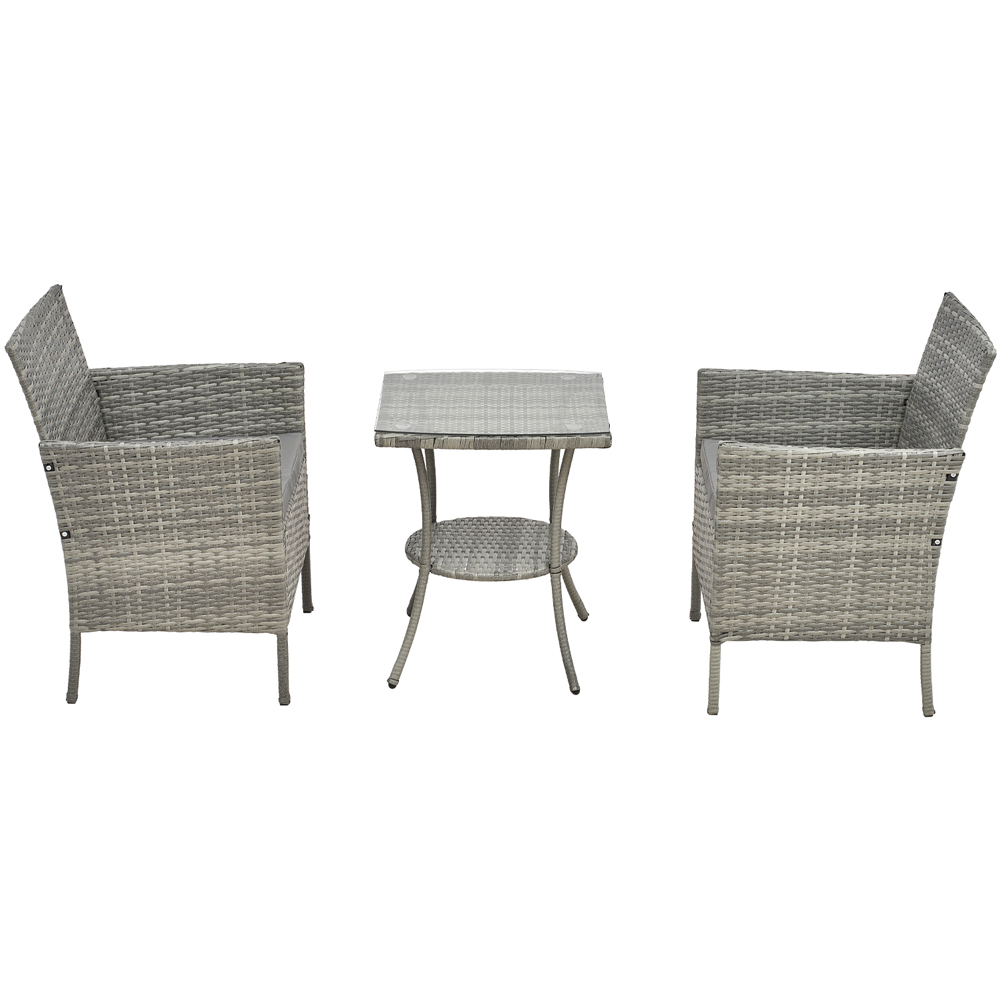 Living and Home 2 Seater PE Rattan Grey Garden Bistro Set Image 5