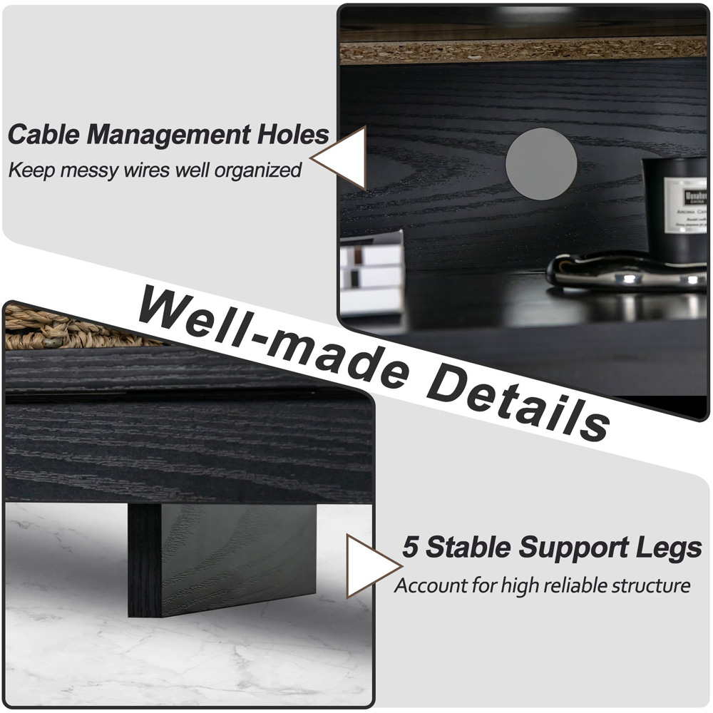 Costway Black TV Unit with Adjustable Shelves Image 8