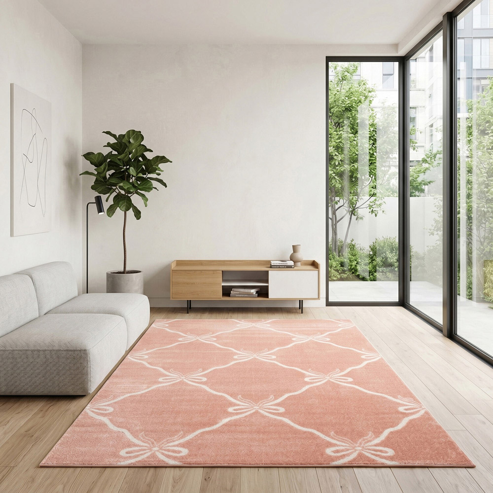 Angelina Bow Rug Pink 120cm Image 1