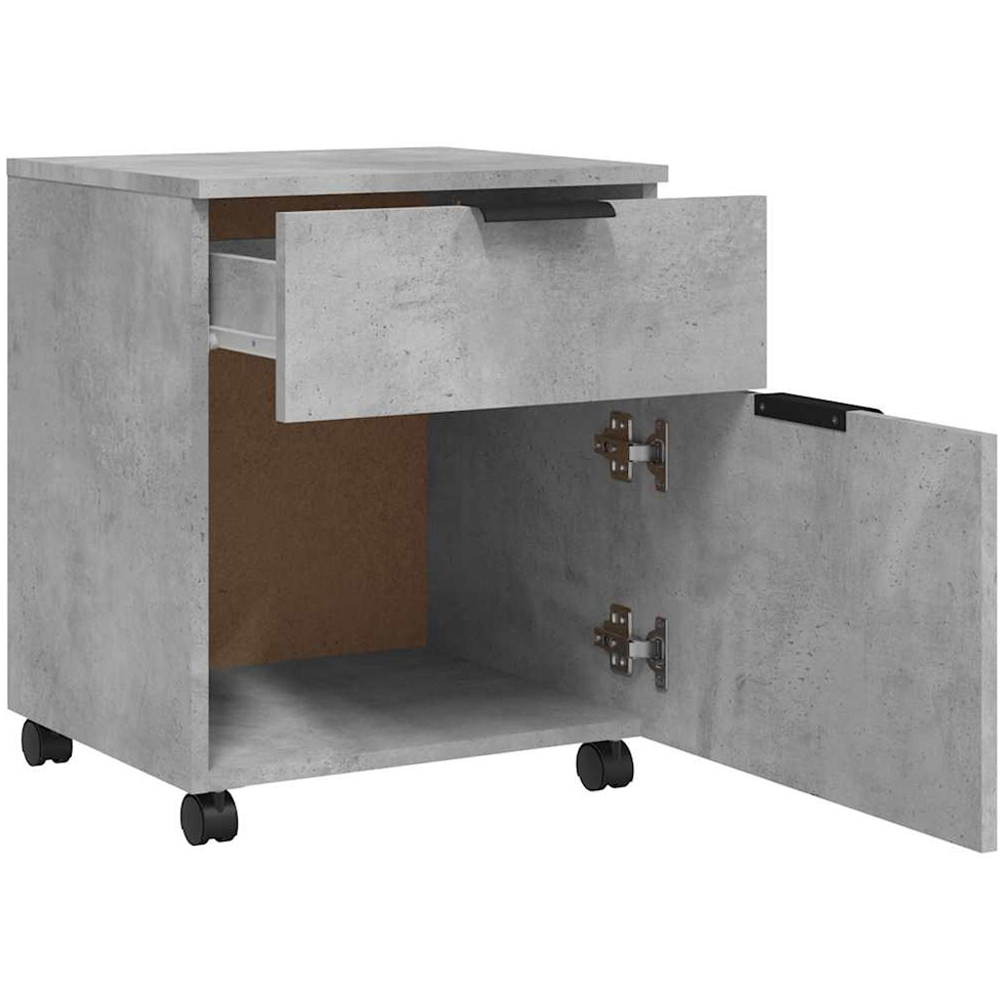 vidaXL Single Door Single Drawer Concrete Grey Mobile File Cabinet Image 4