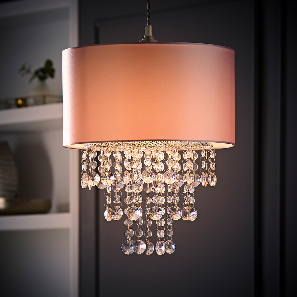 ValueLights Jesmond Dusky Pink Droplet Easy Fit Ceiling Light Shade Image 2