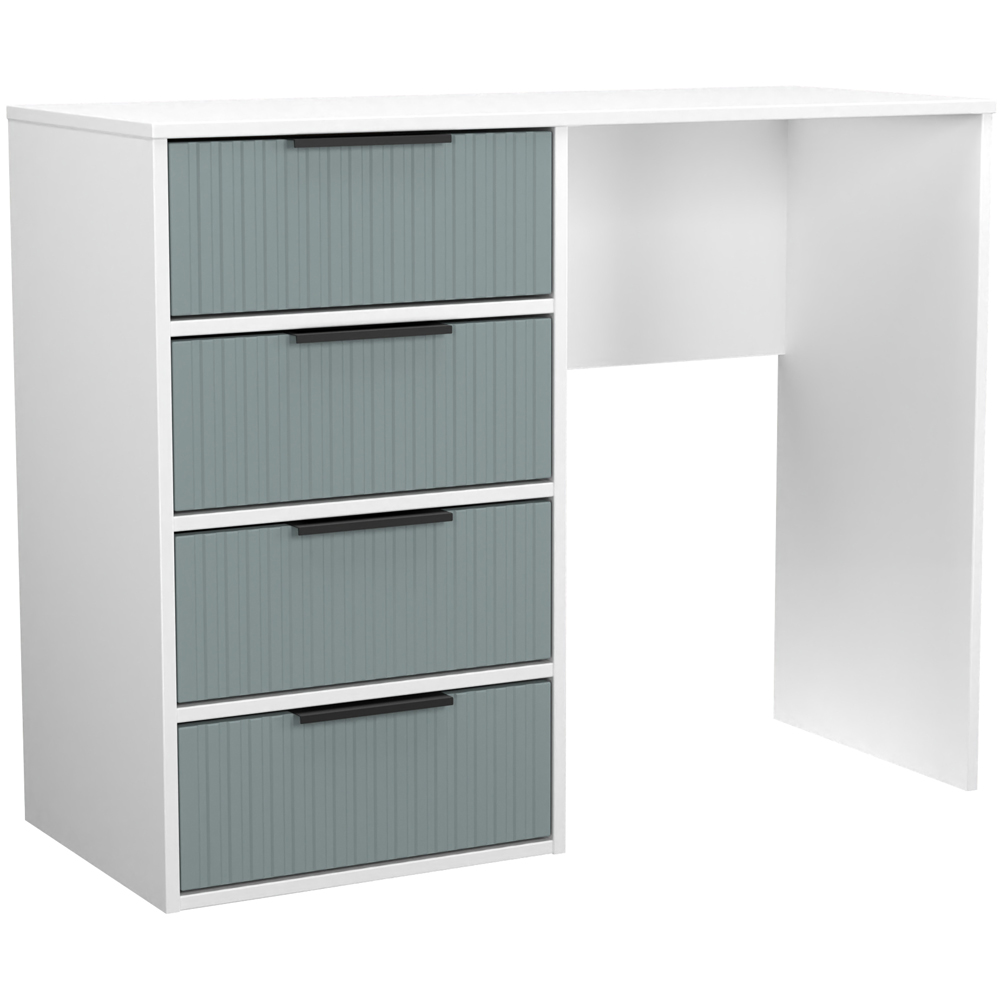 Crowndale Fluted 4 Drawer Duck and White Matt Vanity Dressing Table Ready Assembled Image 4