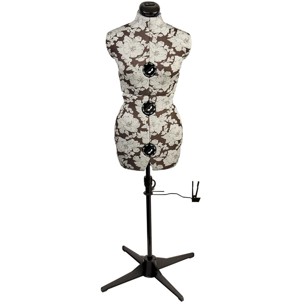 Sewing Online 5901A Grey Floral Hollyhock Adjustable 8-Part Dressmakers Dummy with Hem Marker Small Image 2