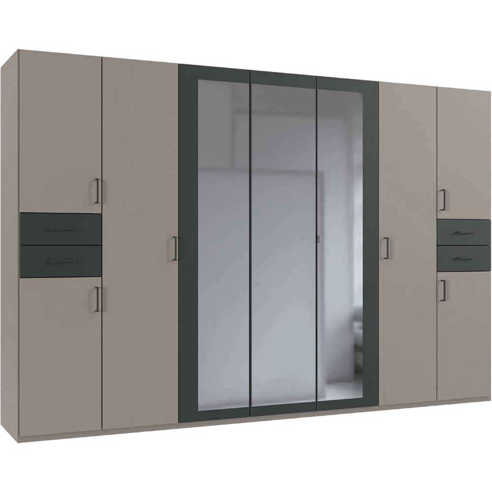 TJ'S Vegas 7 Door 4 Drawer Sahara Grey Mirrored Wardrobe Image 5