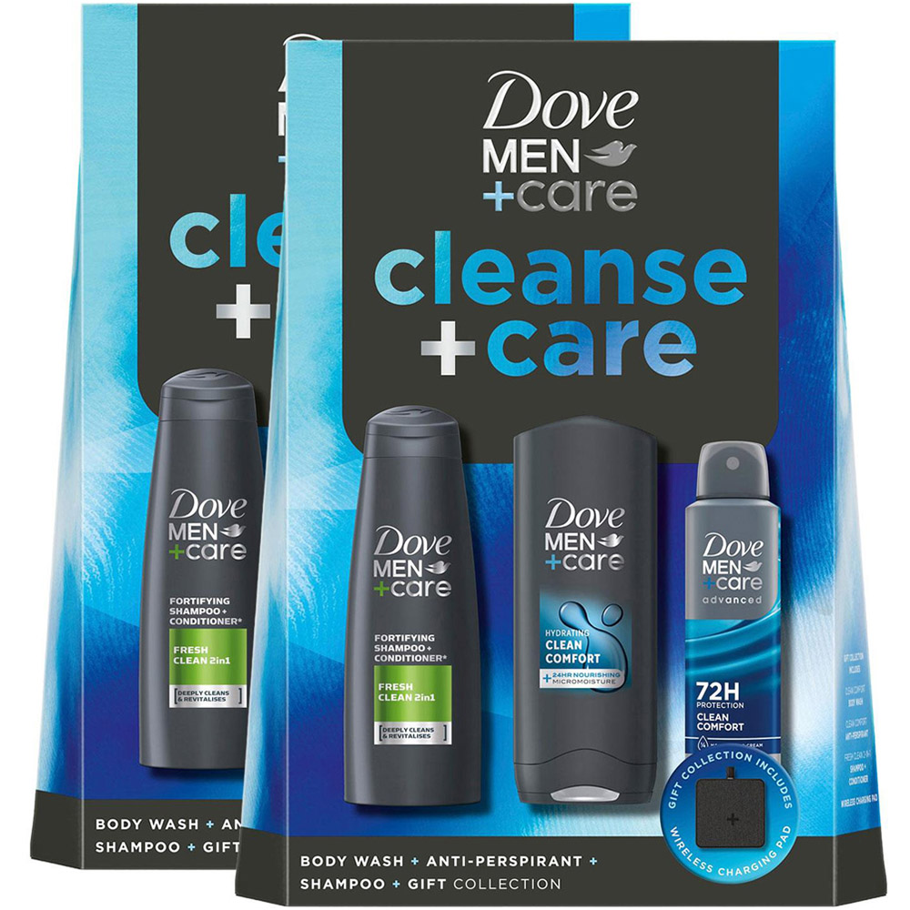 Dove Men+Care Cleanse+Care Bodywash Deodorant and Shampoo Gift Set 2 Pack Image 1