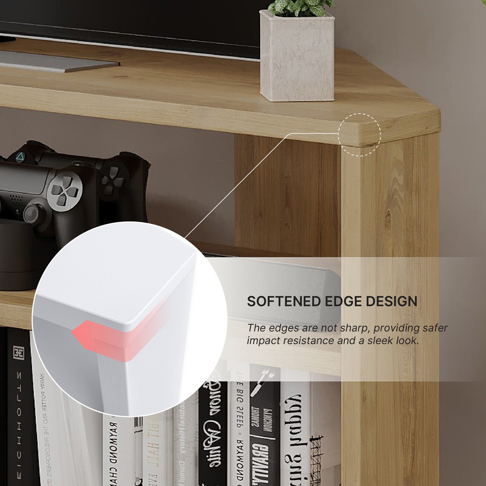 Decortie Thales 2 Shelf Oak Modern Corner TV Unit Image 7