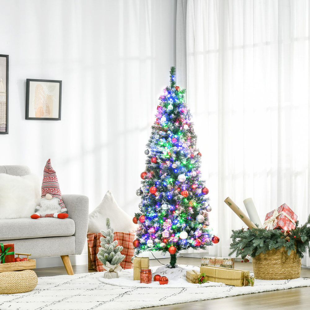 Everglow Colourful LED Pre-Lit Pencil Slim Green Artificial Christmas Tree 5ft Image 2