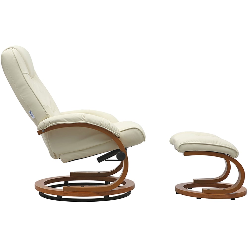 Living and Home Beige Reclining Swivel Office Chair with Footstool Image 4