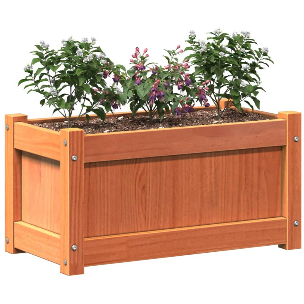 vidaXL Brown Pine Wood Garden Planter 31 x 60 x 31cm Set of 2 Image 4