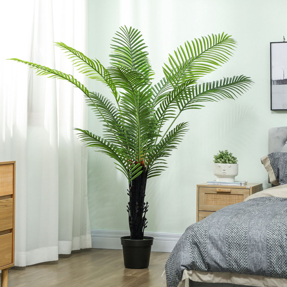 HOMCOM Areca Palm Tree Artificial Plant Pot with Flocked Soil 175cm Image 5